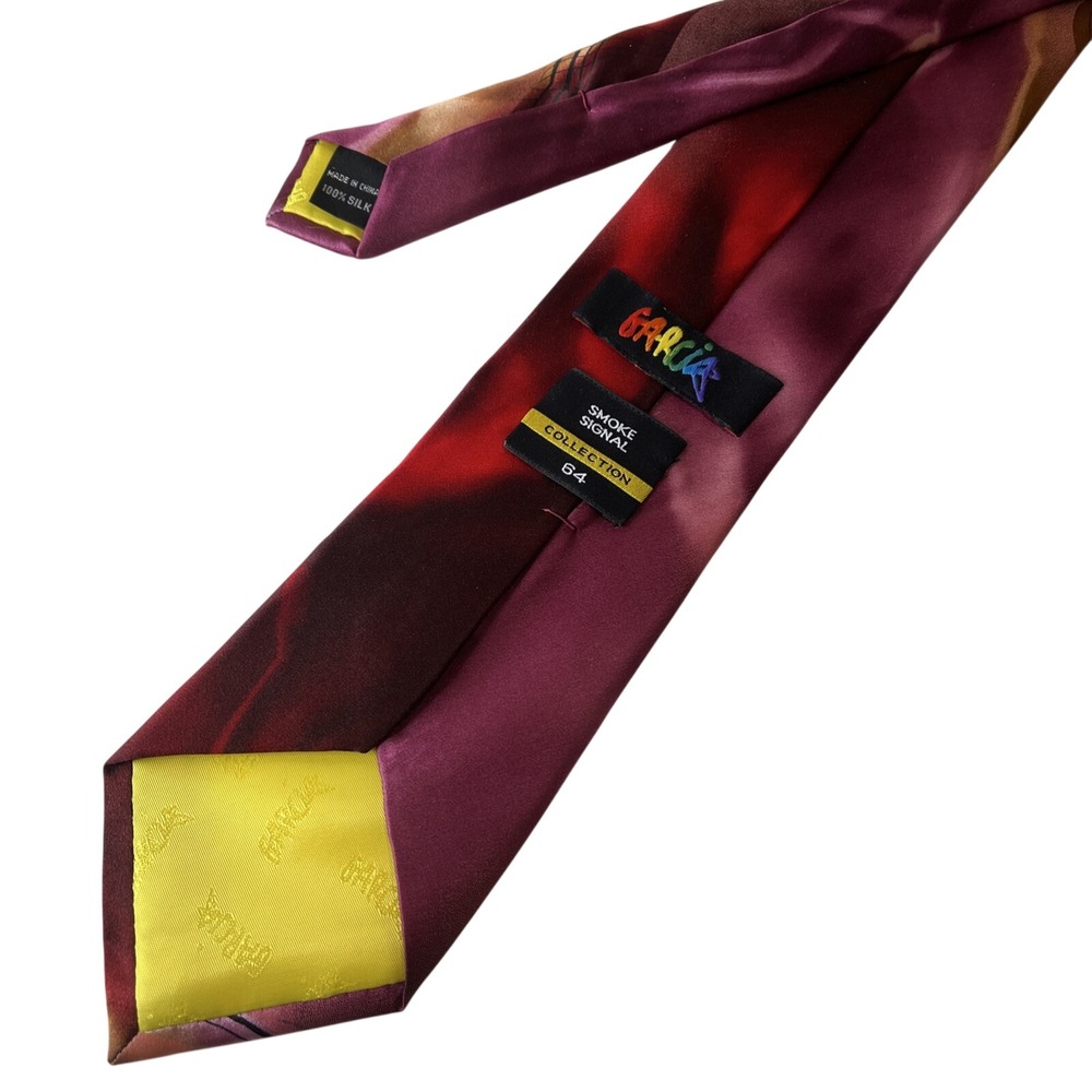 J. Garcia Collection #64 Smoke Signal Red Pink 100% Silk Tie 3" Office Party Art - Picture 2 of 8